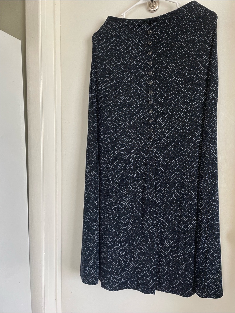 JM Collection Black Maxi Skirt with White Microdot Detail